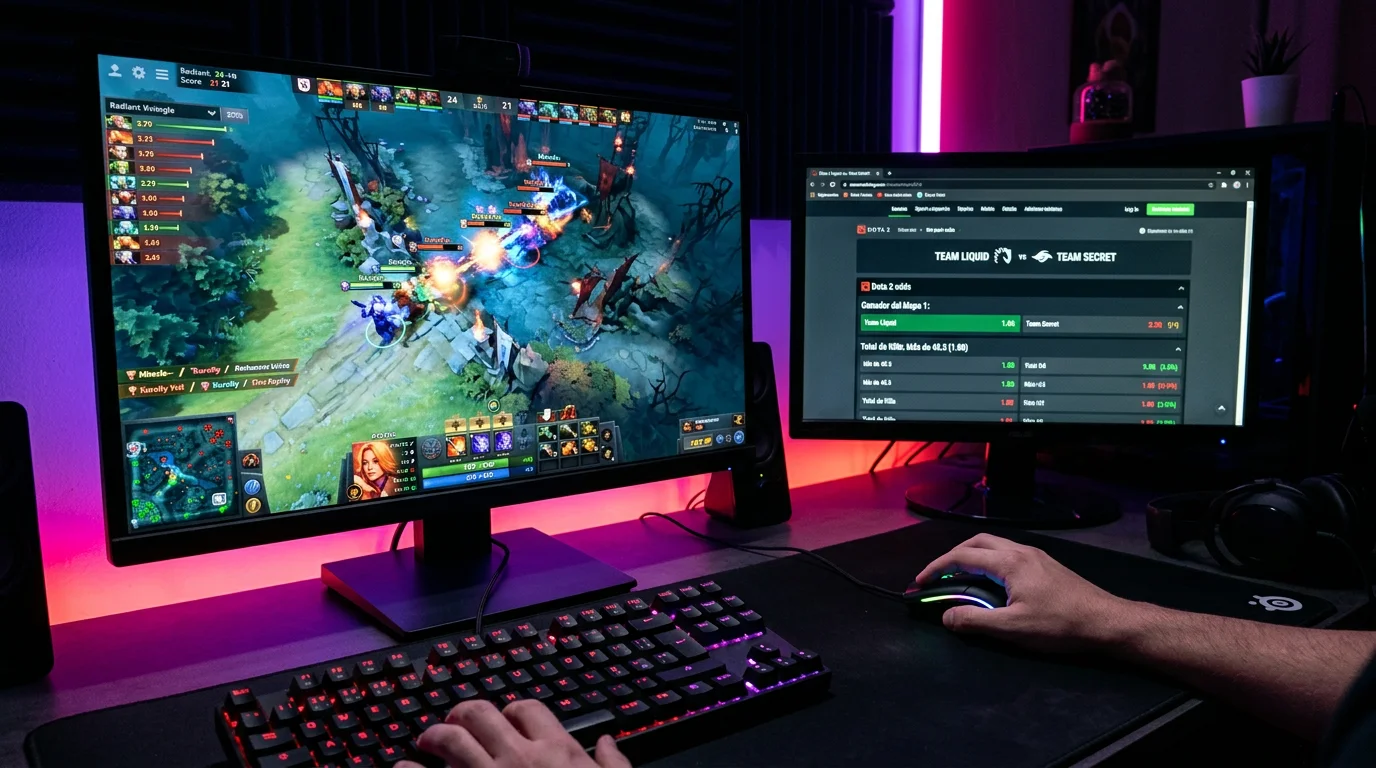 Apuestas en vivo en Dota 2 durante una partida profesional