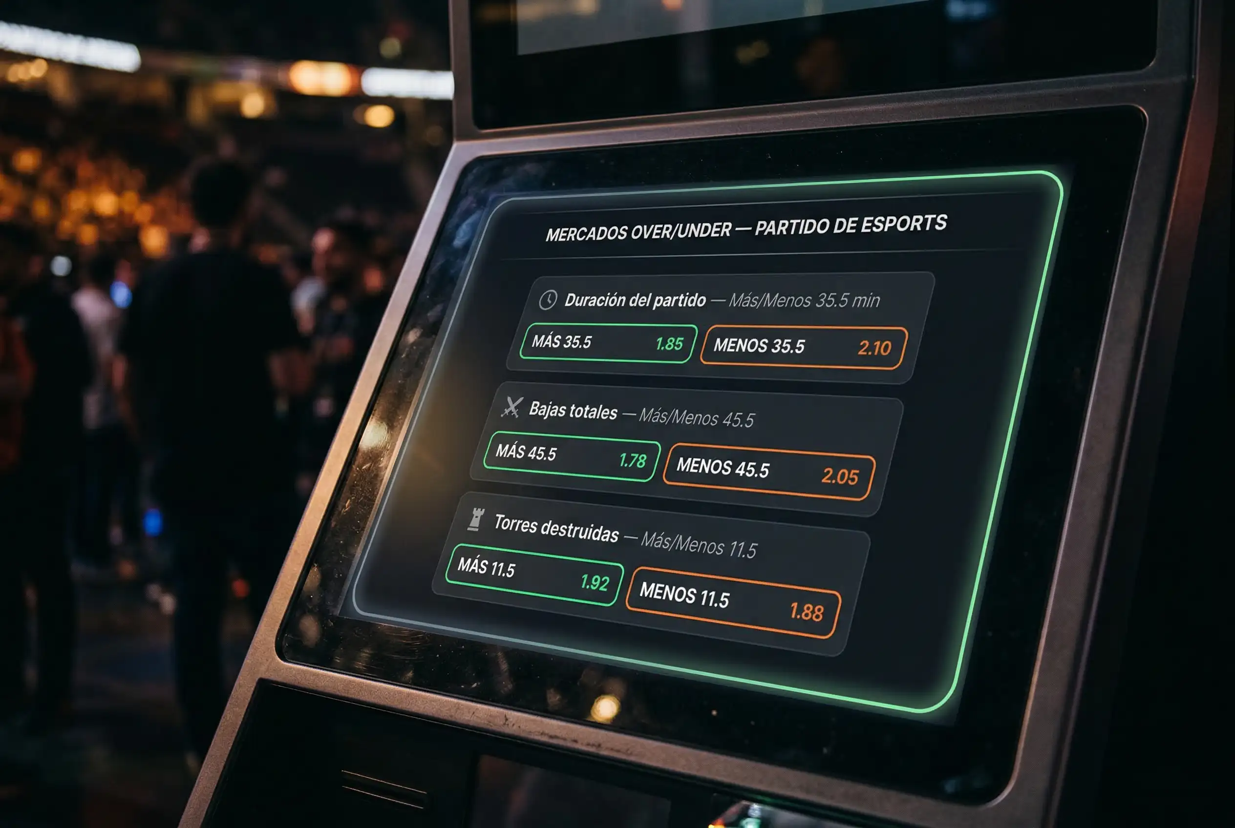 Interfaz de apuestas over under en un partido de Dota 2